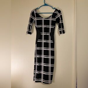 Suede Apparel Black and White Checkered Dress 8125